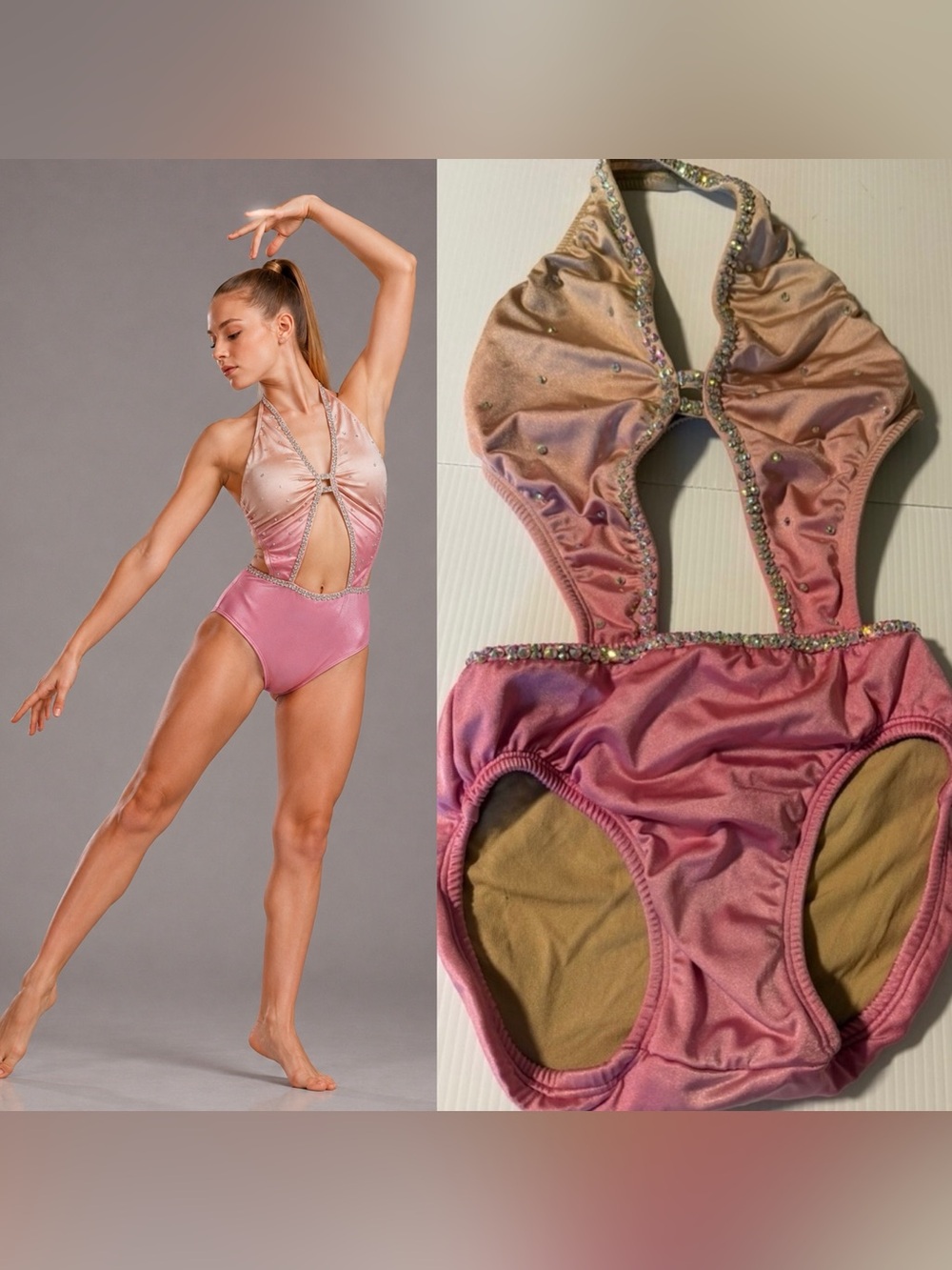 Second Skin Custom solo dance costume convention watercolor ombre pink LC child
